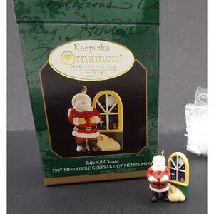 Jolly Old Santa Hallmark Miniature Keepsake Ornament ©1997 Santa & Window